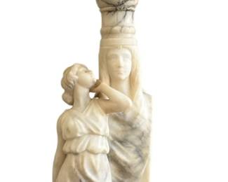 Late Victorian Figural Sculpture Marble Lamp