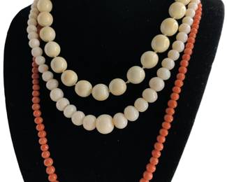 Orange and White Coral Necklaces