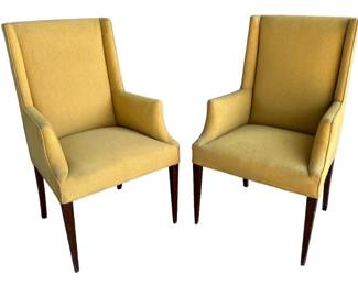 Tall Upholstered Wingback Chairs, Pair