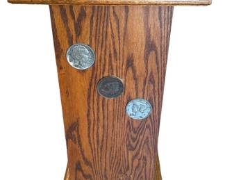 Vintage Oak Slot Machine Stand