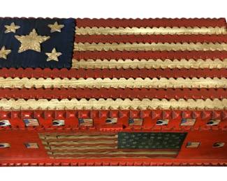 POPS CASEY Folk Art American Flag Box
