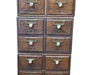 Antique Oak Stacking Library File Cabinets