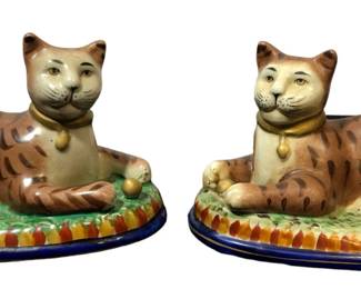 Pair STAFFORDSHIRE Cat Statues