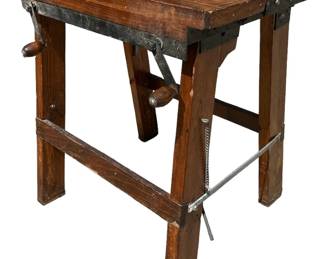 Antique Small Industrial Work Bench