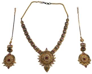 Emerald, Ruby, Pearl Wedding Set