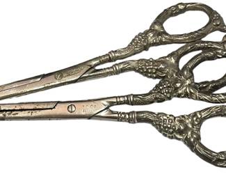 2 Pair Antique Sterling Silver Grape Shears