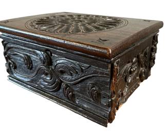 Antique 18th Century French Hand Carved Wood Jewelry Box