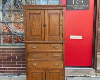 Antique Oak Storage Cabinet