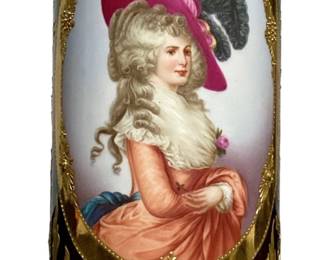 DRESDEN Germany Porcelain & Jeweled Portrait Vase