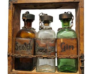 Antique Three Bottle Liquor Tantalus