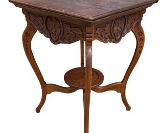 Antique Oak Parlor Table, Northwind Face