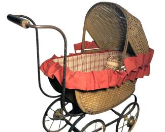 Vintage Wicker Baby Doll Carriage