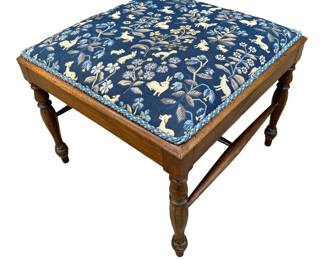 Louis XVI Style Ottoman Upholstered w/ Brunschwig and Fils Perceval