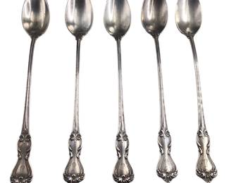 Five Sterling Silver Iced Tea Spoons