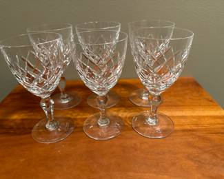 6 Orrefors Karolina pattern crystal goblets. Signed