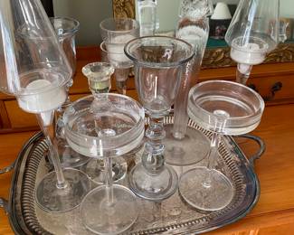Crate Barrel Crystal Candle Holders, Candle Sticks