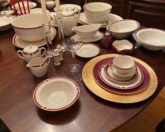 Vintage Pickard Ensemble Burgundy China, Plus Service