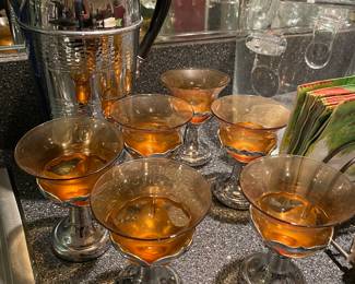 Vintage Krome Kraft Martini Shaker with Cordials