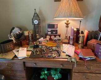 Desk with Journal Books, Note Pads, Decorative 
