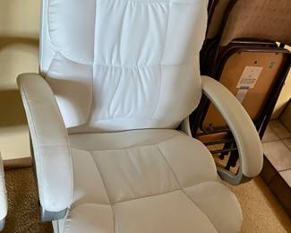 White Leather larger office chair, ONE LEFT, ONE SOLD
