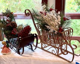 Pair of Vintage Sleigh Decor