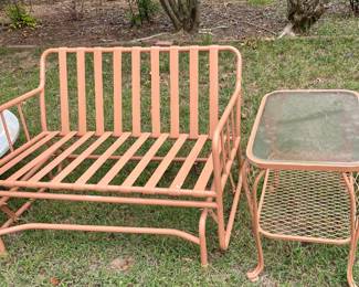 Vintage Glider & Cast Aluminum Outdoor table