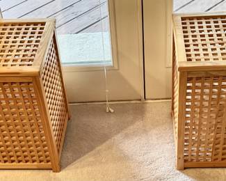 2 matching waffle wood Laundry baskets