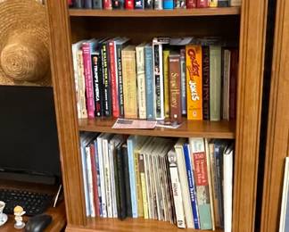 Quality Wood shelving units and lots of great books.
