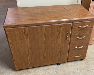 Bernina ? Sewing cabinet with  lift. It did house Bernina Sewing machine.