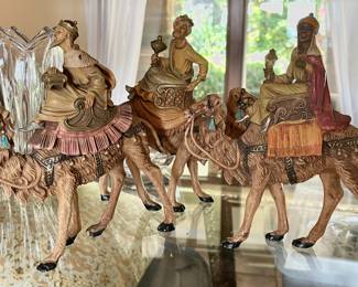 3 Larger Fontanini Nativity Wisemen on Camels in Very NICE condition.