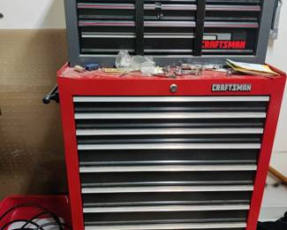 CRAFTSMAN....Black 50.00 Red rolling 9 drawer cart $150.00