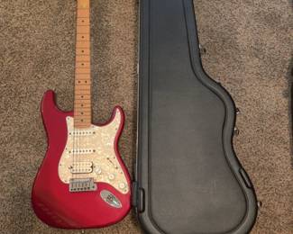 FENDER - STANDARD STRATOCASTER HSS CANDY APPLE RED 2008 - w/CASE & HAS A SMALL DING ON THE SIDE - $450.00