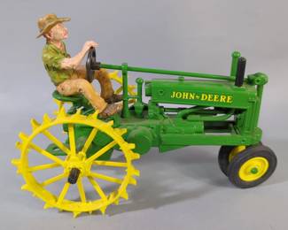 ERTL Collectibles John Deere Die Cast Model 'A' Tractor And SpecCast John Deere 1/16 Scale Die Cast 1948 Model "44" Two Bottom Plow On Steel