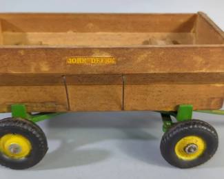 Vintage John Deere Toy Farm Wagon With Rubber Tires, In Box, Damaged, (See Pictures For Details)