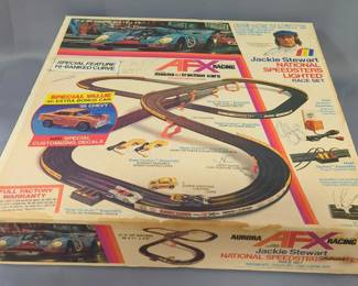 Vintage Jackie Stewart National Speedsters Lighted Racing Set With AFX Electric Ho Scale Racing Featuring Magna Traction Cars