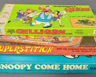 The New Adventures Of Gilligan Game, Snoopy Come Home Game And Superstition Board Game