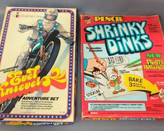 Colorforms Official Evel Knievel Adventure Set And Pencil Shrinky Dinks