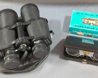 Panoramic De Luxe Binoculars In Soft Case And Stellar Folding Sport Glass With Fixed Focus Lenses