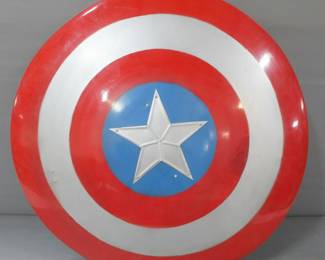 Captain America Painted Metal Shield With Handle, 29" Wide