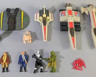 Mattel BattleStar Galactica Toys Including Colonial Viper Fighter, Colonial Stellar Probe, Cyclon Raider, Land Vehicle, And More