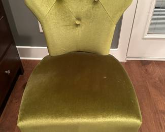 Chartreuse velvet accent chair. 

Online only sale for furniture opens Thursday/October 5

For pricing information:
•Text only to 615-854-8535
•Send a photo of the item(s) you are interested in
•In person viewing will be available on Friday/October 6!