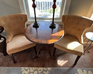 2 oatmeal-colored, upholstered chairs 
Vintage round wooden table

Online only sale for furniture opens Thursday/October 5

For pricing information:
•Text only to 615-854-8535
•Send a photo of the item(s) you are interested in
•In person viewing will be available on Friday/October 6!