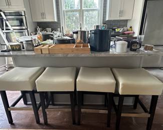 Cream leather, black wood stool. We have 4. 

Online only sale for furniture opens Thursday/October 5

For pricing information:
•Text only to 615-854-8535
•Send a photo of the item(s) you are interested in
•In person viewing will be available on Friday/October 6!