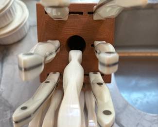 White Cutco knife set in block