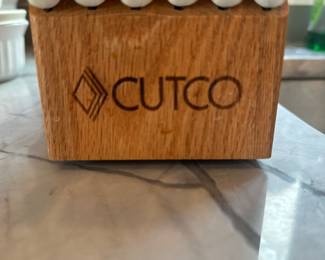 White Cutco knife set in block