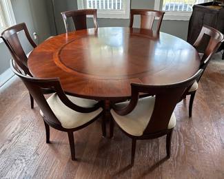 Expandable round table. Inlaid wood. Pictured here with curved leaves attached.

Online only sale for furniture opens Thursday/October 5

For pricing information:
•Text only to 615-854-8535
•Send a photo of the item(s) you are interested in
•In person viewing will be available on Friday/October 6!