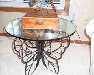 BUTTERFLY METAL AND GLASS TABLE