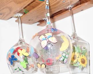 HAND PAINTED WINE GLASSES LARGE ASSORTMENT