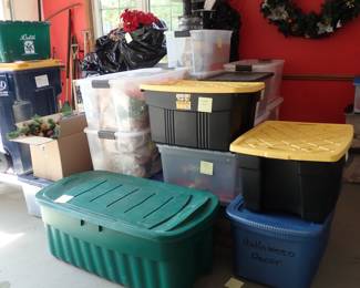 CHRISTMAS DECOR - MANY TUBS TO OPEN