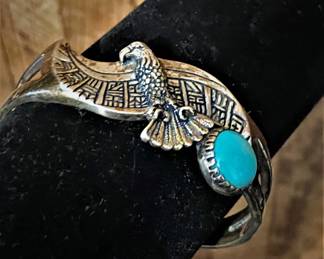Southwestern Sterling silver and turquoises bracelet by Relios Studios  .......To register and to place bids simply go to www.capitolsalesservices.hibid.com 